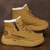 Sapatos masculinos de fronteira, nova tendência da moda de inverno, botas de pai forradas com lã, botas Martin, forradas com lã, quentes, botas de neve de cano alto