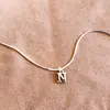 Pulsera de Cadena de Hueso de Serpiente de Acero Inoxidable con Colgante de 26 Letras Transfronteriza Nueva Joyería de Moda Regalo de Vacaciones