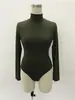 Mono ajustado sexy de cuello alto europeo y americano de manga larga para mujer, top de moda, mono ajustado de color sólido para mujer