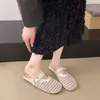 2025 Nuevo Estilo Sandalias Cerradas Tejidas Estilo Coreano para Mujer Zapatos Romanos Verano Casual Beige Versátil