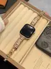 Pulseira de relógio em metal cobre estilo vintage e zircônia cúbica, compatível com Apple Watch Séries 12, 11 e 10