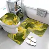 Juego de tres piezas para baño y WC Amazon transfronterizo, alfombrilla absorbente para suelo de baño, alfombrilla decorativa para WC de mármol de franela