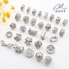 Cuentas de Flor de Zirconia Chapadas en Oro Blanco que Conservan el Color, Encaje de Cuentas de Lazo Torthen de Doble Cara, Accesorios de Joyería DIY