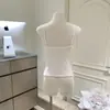Top tipo camisola color morado rosado/blanco roto con soporte lateral, estilo muñeca coreana, corte ajustado, top versátil