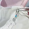 Nueva colección de serie de proteína azul de pendientes de acero de titanio médico, elegantes y versátiles, con diseños de trébol de cuatro hojas y cruz