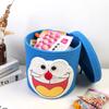 Cesta de Almacenamiento de Hilo de Algodón Gato Jingle de Dibujos Animados Gran Capacidad con Tapa para el Hogar, Organización de Juguetes, Caja de Almacenamiento de Snacks Hecha a Mano