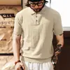 Nueva Camisa Polo de Manga Corta para Hombre de Marca de Moda Otoñal, Diseño Hueco Tejido, Top Camiseta Casual Transpirable