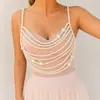 Acessórios de Novo Produto Transfronteiriço Corrente de Corpo de Pérolas Borla Vazada Sexy Corrente de Peito Top Colete Corrente de Corpo
