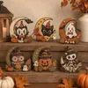 Venta Caliente Transfronteriza Producto Nuevo Halloween Calabaza de Madera Fantasma Gato Búho Decoración Chimenea Repisa Regalo de Halloween de Madera