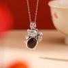 Joyería Yuebao Plata Pura S999 Ámbar Ámbar Sangre Vintage Personalidad Atrae Dinero Gato Huevo Colgante Nuevo Estilo Chino Tendencia Nacional Colgante