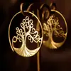 Pendientes Árbol de la Vida Espiral Transfronterizos Pendientes de Aro Grandes Redondos Bohemios Pendientes con Dijes Joyería para Fiestas