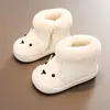 Zapatos para bebés y niños pequeños, botines forrados de felpa, zapatos para caminar estilo caricatura, botas de nieve cálidas para niñas y niños pequeños, colección de otoño e invierno, zapatos de algodón para bebés niños