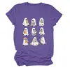 Amazon eBay Tienda Independiente Casual Linda Divertida Camiseta de Manga Corta con Cuello Redondo de Fantasma Leyendo un Libro para Mujer para Exportación