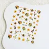 Adesivos de unha arte: margarida, abelha, girassol, pintura a óleo, maquiagem feminina, adesivos faciais amarelos, acessórios, adesivos para unhas e planner