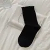 Calcetines de Malla de Tubo Medio Lisos con Borde Fruncido Estilo Japonés, Delgados Transpirables Simples Sin Costuras Holgados para Mujer, Primavera y Verano