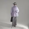 Abrigo de Mohair con Cuello Alto de Terciopelo de Nube Cálido Estilo Retro para Mujer, Abrigo de Lana Holgado, Nuevo Estilo Otoño e Invierno