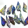 Tourmalina Negra Electrochapada Pluma de Llama Azul Pavo Real Racimo de Cristales Espécimen Mineral Cristal de Titanio Arcoíris Racimo de Cristales de Cueva Frijol
