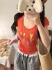 5102 # Verão Novo Estilo Doce Design de Estampa de Borboleta Camiseta Curta Slim Fit Peça Única Feminina com Bojo
