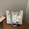 Bolsa Feminina 2026 Nova Tendência Moda Xadrez Grande Capacidade Bolsa Tote de Ombro Estilosa com Laço