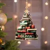 Novo Produto Transfronteiriço Pingente de Decoração de Natal com Nome de Livro Personalizado Acrílico Plano Árvore de Natal Pingente para Carro