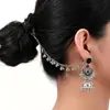 Venta Directa de Fábrica del Nuevo Conjunto de Dos Piezas de Aretes y Cadena para Oreja Estilo Bohemio de Lujo Ligero Retro con Flor, Perla y Borla de Pedrería