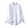 Camisa de Algodão Mesclado com Lapela de Manga Longa, Estilo Novo de Primavera para Mulheres, Cardigã Profissional, Cor Sólida, Camisa Casual Solta de Botão Único