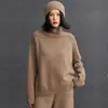 Suéter de Cachemira para Mujer Nuevo Otoño e Invierno de Punto Cuello Alto Holgado Moderno Estilo Urbano Casual Simple Interior de Punto de Cachemira