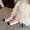 Sapatos Mary Jane de Pele de Ovelha Cor Combinada Versátil Fivela Dupla 2023 Primavera Novo Celebridade da Internet Plano Bico Redondo Couro Integral Camada Única Sapatos para Mulheres