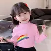 Camiseta Básica de Veludo Quente para Meninas, Roupa Outono e Inverno Gola Alta Meia para Crianças, Camiseta de Manga Longa para Crianças Tamanho Pequeno e Médio, Top Estilo Coreano para Bebê