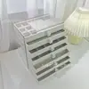 Nova Caixa de Joias de Flanela Tipo Gaveta PET de 7 Camadas Rack de Armazenamento para Brincos Pulseiras Caixa de Exibição Multicamadas para Joias