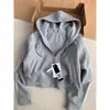 Jaqueta moletom feminina com três listras, corte solto, gola alta, estilo esportivo vintage, novo cardigã de outono, roupa casual de outono