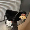 Bolso de felpa transfronterizo para mujer invierno 2026 estampado de leopardo estilo nuevo moderno versátil de un solo hombro axila bandolera bolso de viajero bolsa de albóndiga