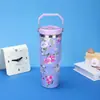 Taza de coche transfronteriza de 30 oz, asa exterior, portátil, taza aislada de acero inoxidable de gran capacidad con pajilla, diseño personalizable