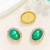Perla de Color Ovalada Fondo Plano Borde de Pedrería Accesorios para Joyería DIY Metal Base Dorada Costura a Mano Accesorios de Pedrería Venta al por Mayor