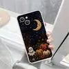Capa de Celular Bordada Halloween Casa Lua Abóbora Fantasma para iPhone 14, Capa Macia com Toque Fosco para Apple 17PM