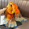 Nuevo Chal Bufanda de Protección Solar Primavera y Verano, Clásico Seda Artificial, Gasa Suave, Estilo Largo, Bufanda Chal de Moda y Versátil