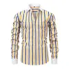 Camisa de Raya Estampada Simple Transfronteriza para Hombre Camisa de Negocios de Primavera para Hombre Tops Sueltos Casuales de Manga Larga para Primavera y Otoño