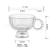 Taza de Café Alta de Vidrio con Asa de Perlas, Taza de Desayuno, Taza con Forma de Pétalo para el Té de la Tarde, Taza de Postre, Vaso para Jugo