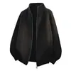 Cárdigan de Punto con Cuello Alto y Cremallera para Hombre Otoño Invierno Grueso Doble Cremallera Abrigo Suéter Textura de Sarga Holgada Ropa de Abrigo