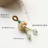 Lótus de madeira de pêssego, flor de ameixeira e sino, pequenos enfeites pendentes, esculturas em madeira feitas à mão, acessórios decorativos, pingentes DIY