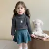Camiseta Interior de Felpa para Niñas para Otoño e Invierno, Camiseta Engrosada con Felpa Integrada, Elegante Top Interior Rayado para Niños y Bebés