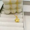 Pingente de Ouro Estrela Martelada Areia Dourada da Loja Gold para Mulheres, Alta Retenção de Cor, Novo Colar Estrela Cadente de Cinco Pontas Desejante Cravejado com Diamantes