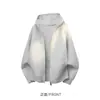Sudadera con capucha americana de calle de moda, top casual holgado, chaqueta con cremallera tipo cárdigan, blanco, gris, gris claro, no