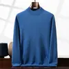 Suéter de Cachemira para Hombre Otoño e Invierno Cuello Medio Alto Manga Larga Jersey Capa Interior Tejido Capa Base Lujo Ligero Casual de Negocios