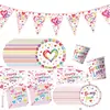 Decoraciones para fiestas de San Valentín de Amazon Tuya, papelería temática de amor y vajilla desechable y platos de papel