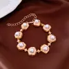 Pulsera Cadena de Perlas Vintage Estilo Palacio Retro Cadena para Clavícula Conjunto de Joyería de Lujo Ligero de Gama Alta para Mujer