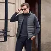 Chaleco de Algodón y Seda con Cuello Alto para Hombre, Nueva Chaqueta sin Mangas Cálida de Algodón con Relleno para Negocios Casual Otoño/Invierno