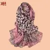 Bufanda de Gasa Transpirable y Ligera para Mujer con Estampado de Leopardo, Elegante y Versátil, Chal de Viaje de Alta Calidad
