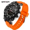 Reloj Digital Popular Sanda Versión Coreana Multifunción Doble Pantalla Luminoso Impermeable para Deportes de Montañismo al Aire Libre Reloj para Hombre