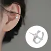 Clip de Oreja sin Perforación Iris Cross Pendientes Falsos Creativos Nuevo de Verano Estilo Europeo y Americano Brazalete de Oreja Súper Brillante con Diamantes Completos